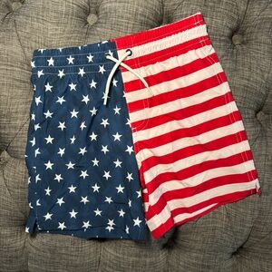 Old Navy Boys Red, White & Blue Stars and Stripes Swim Trunks